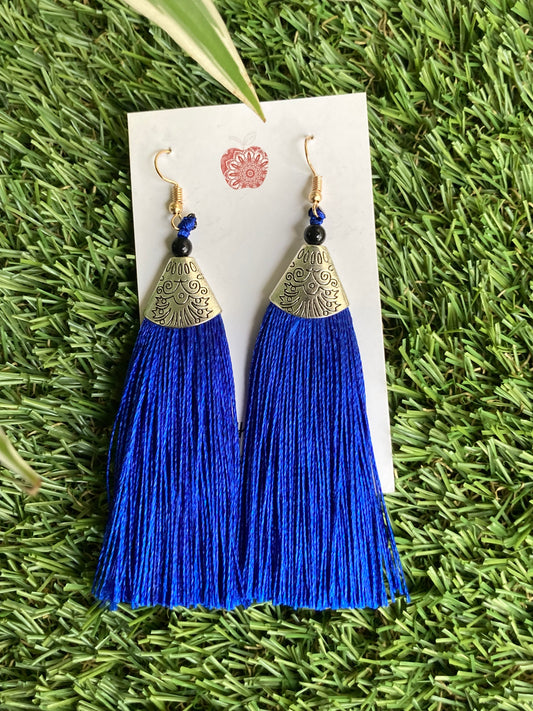 Ethnic Tassle Earrings (Blue)