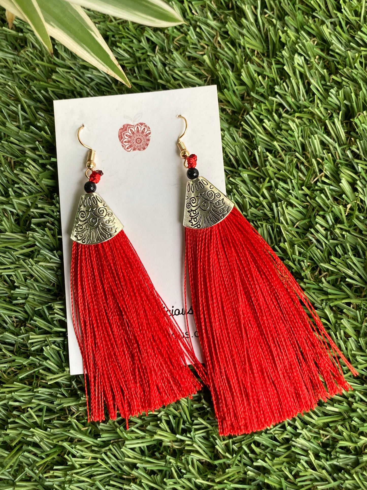 Ethnic Tassle Earrings (Red)