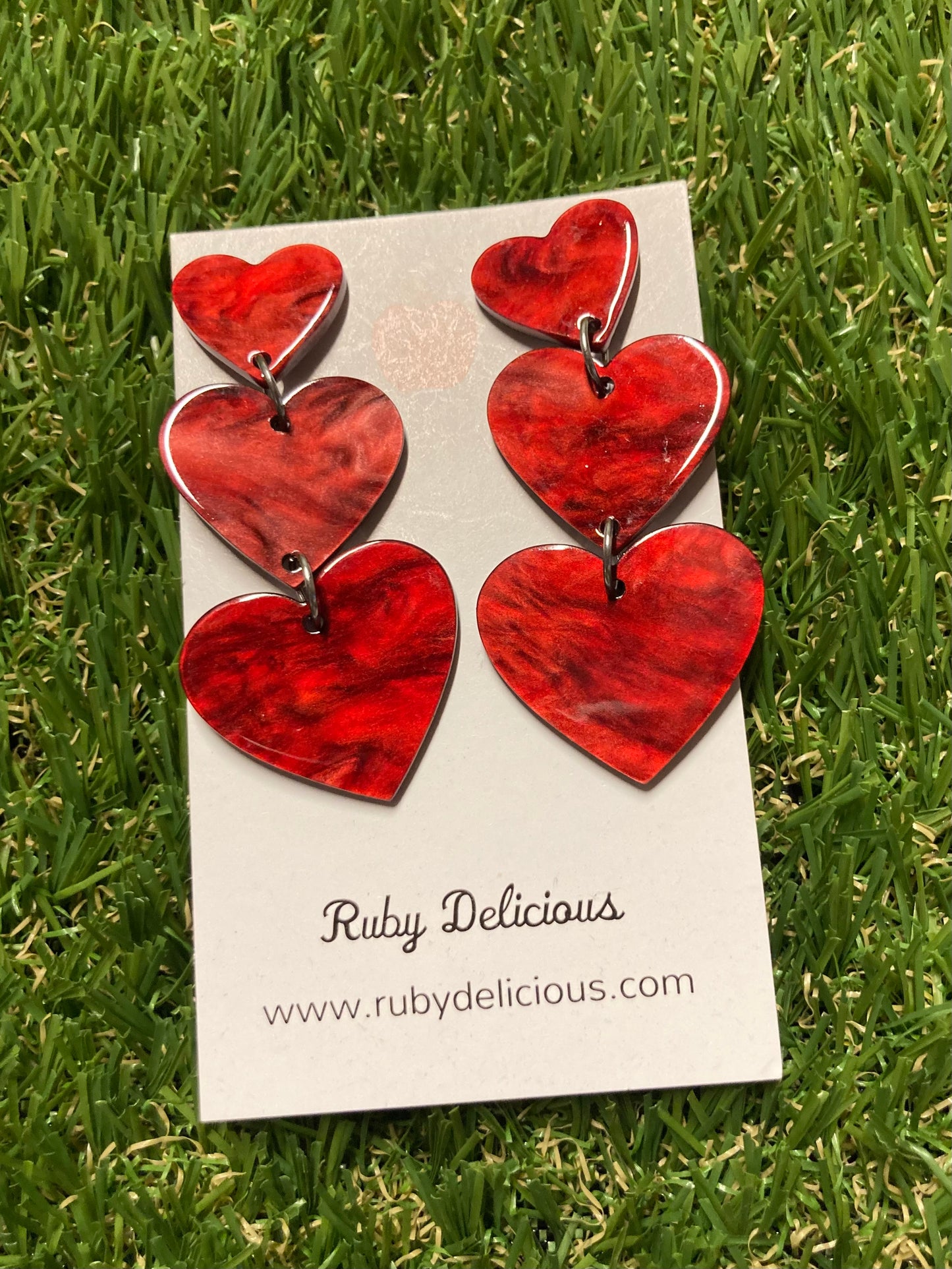 Love Hearts Bold Red Earrings