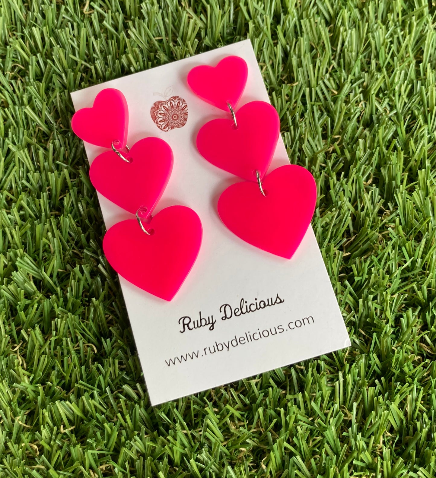 Love Hearts Bright Pink Earrings