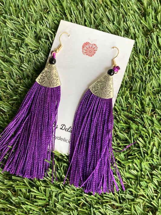 Ethnic Tassel Earrings (Purple)