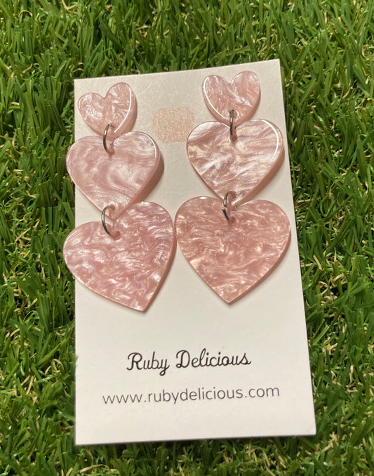 Love Hearts Candy Pink Earrings