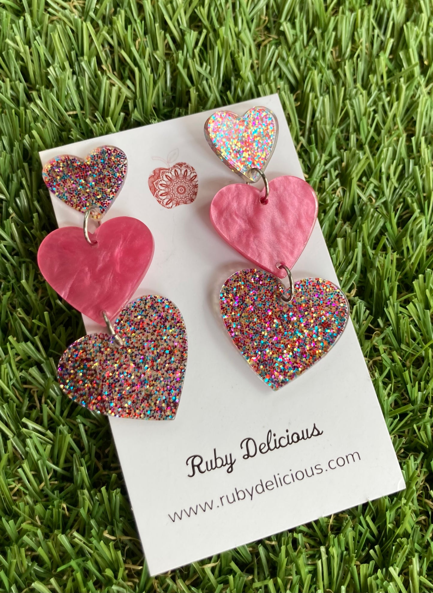 Love Hearts Dark Pink Earrings